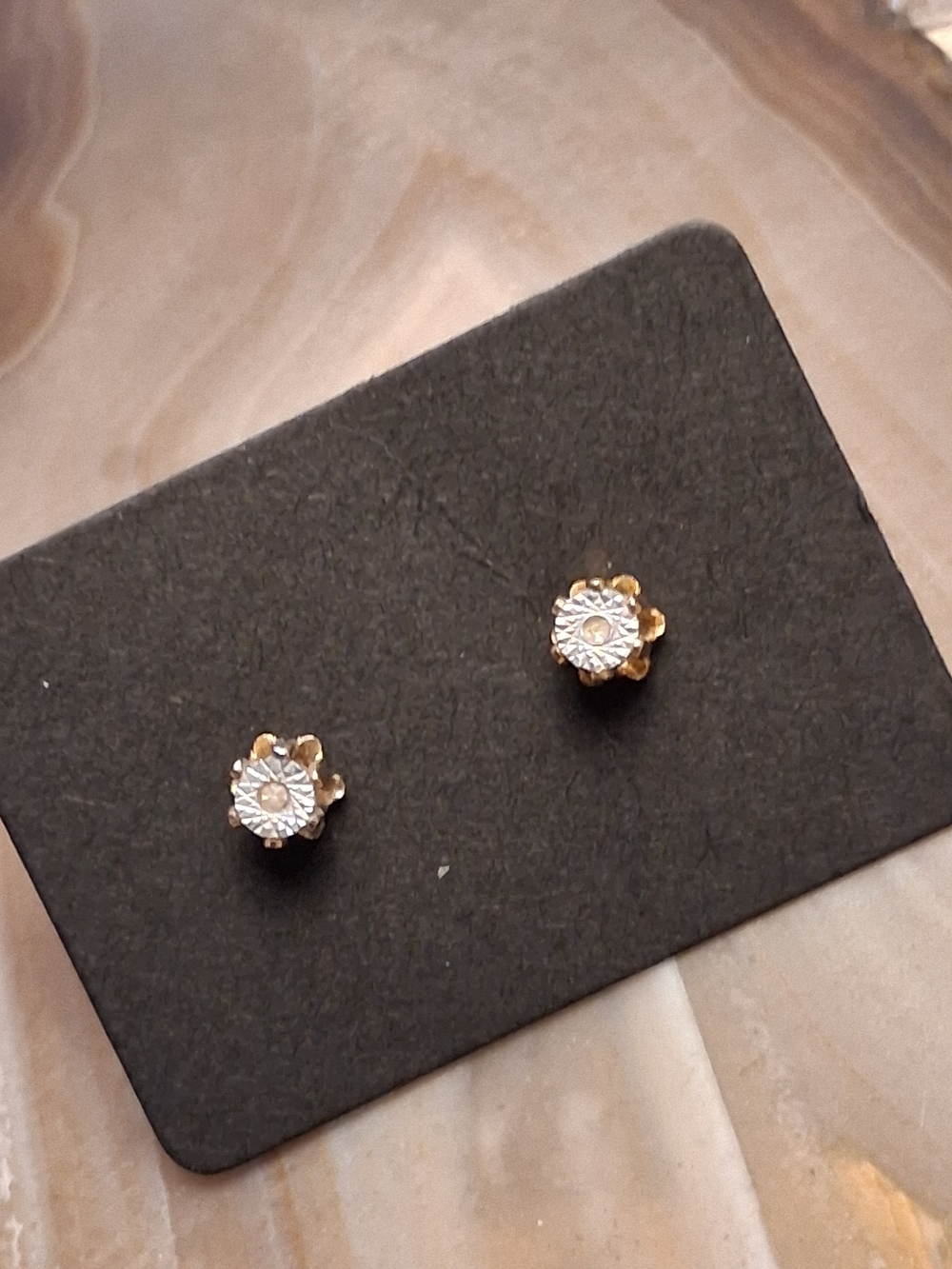 Vintage Gold and White Floral Stud Earrings - Women's Jewelry